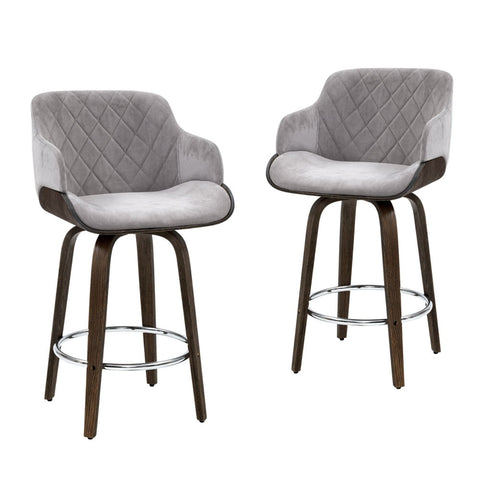 Artiss 4x Bar Stools Swivel Velvet Padded Wooden Chez Guru