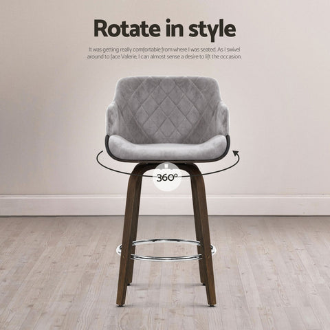 Artiss 4x Bar Stools Swivel Velvet Padded Wooden Chez Guru