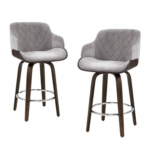 Artiss 4x Bar Stools Swivel Velvet Padded Wooden Chez Guru