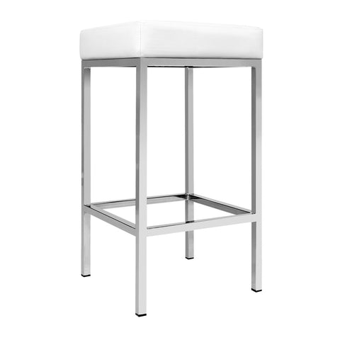 Artiss 2x Bar Stools Leather Padded Metal White Chez Guru