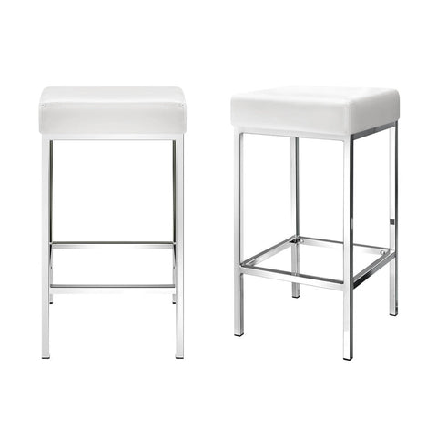 Artiss 4x Bar Stools Leather Padded Metal White Chez Guru