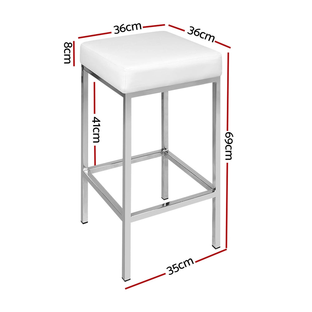 Artiss 4x Bar Stools Leather Padded Metal White Chez Guru