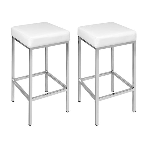 Artiss 4x Bar Stools Leather Padded Metal White Chez Guru
