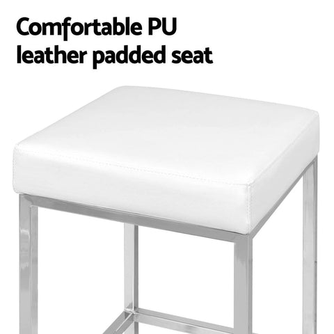 Artiss 4x Bar Stools Leather Padded Metal White Chez Guru