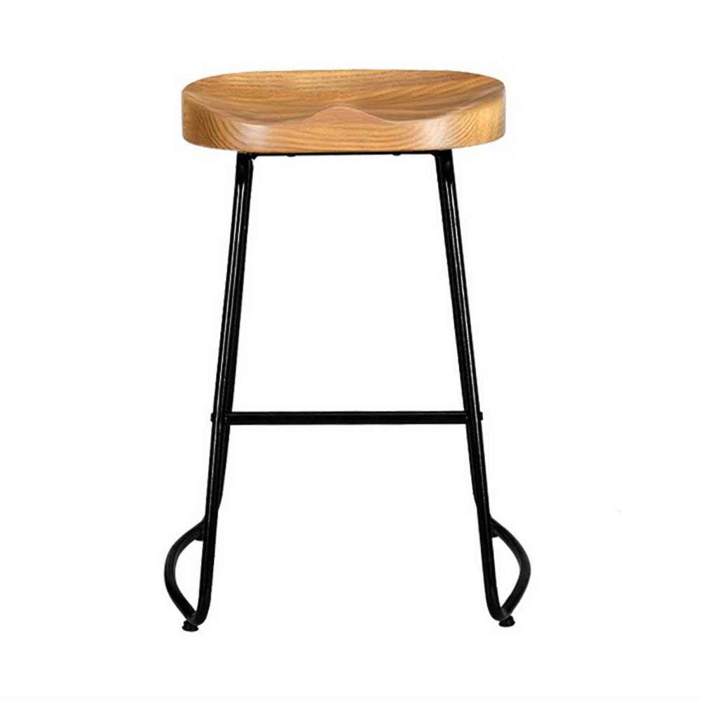 Artiss 2x Bar Stools Tractor Seat 65cm Wooden Chez Guru