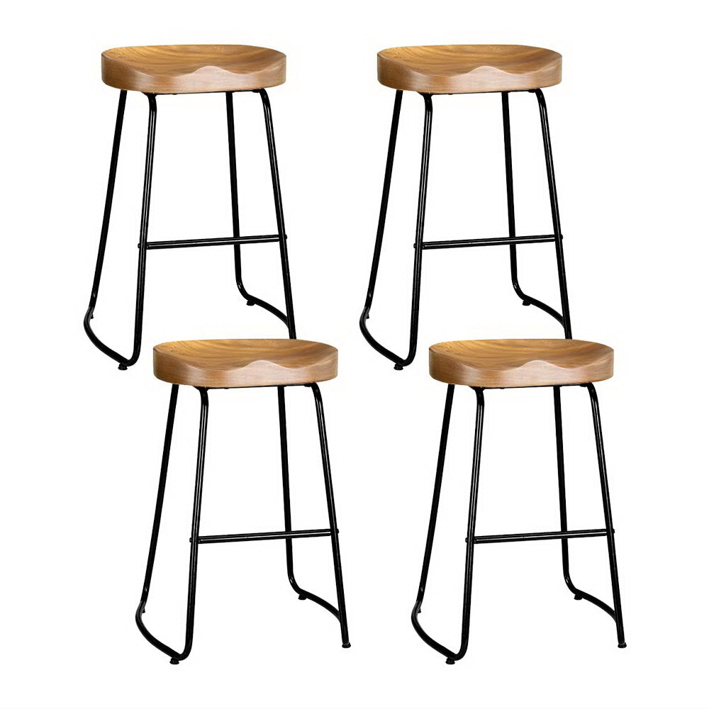 Artiss 4x Bar Stools Tractor Seat 65cm Wooden Chez Guru