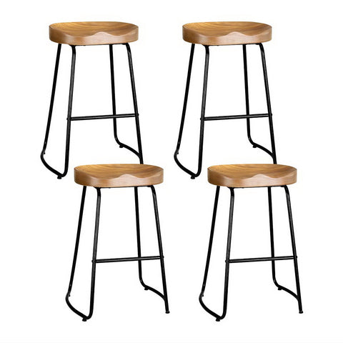 Artiss 4x Bar Stools Tractor Seat 65cm Wooden Chez Guru