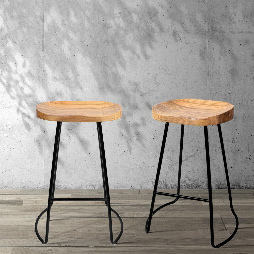 Artiss 4x Bar Stools Tractor Seat 65cm Wooden Chez Guru