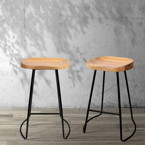 Artiss 4x Bar Stools Tractor Seat 65cm Wooden Chez Guru