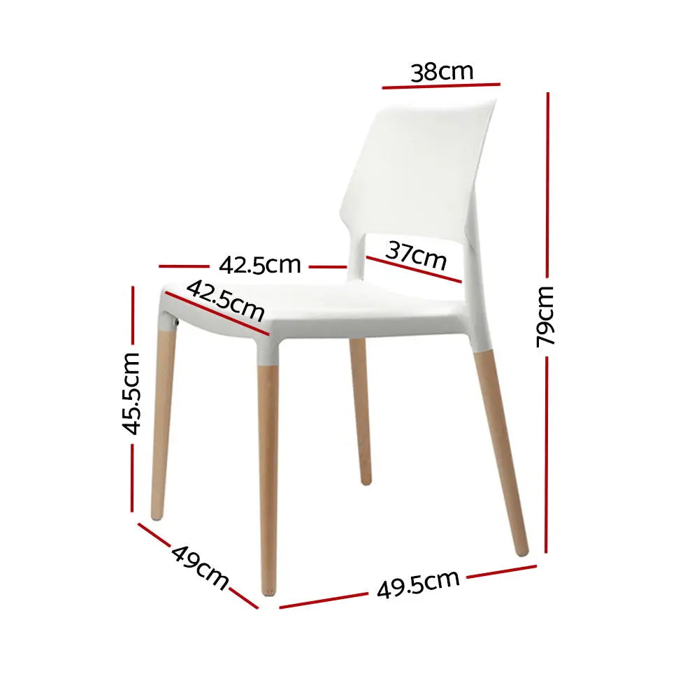 Artiss Dining Chairs Set of 4 Plastic Wooden Stackable White Chez Guru