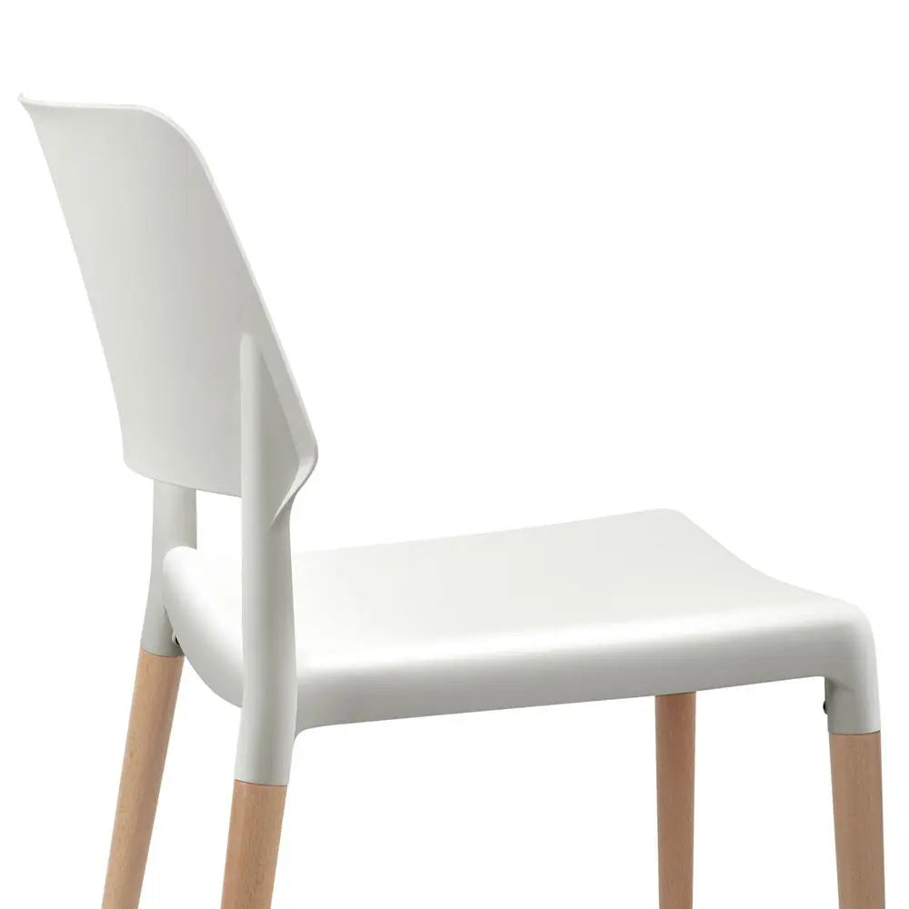 Artiss Dining Chairs Set of 4 Plastic Wooden Stackable White Chez Guru