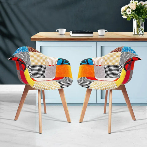 Artiss Dining Chairs Set of 2 Fabric Retro Replica DSW Chez Guru