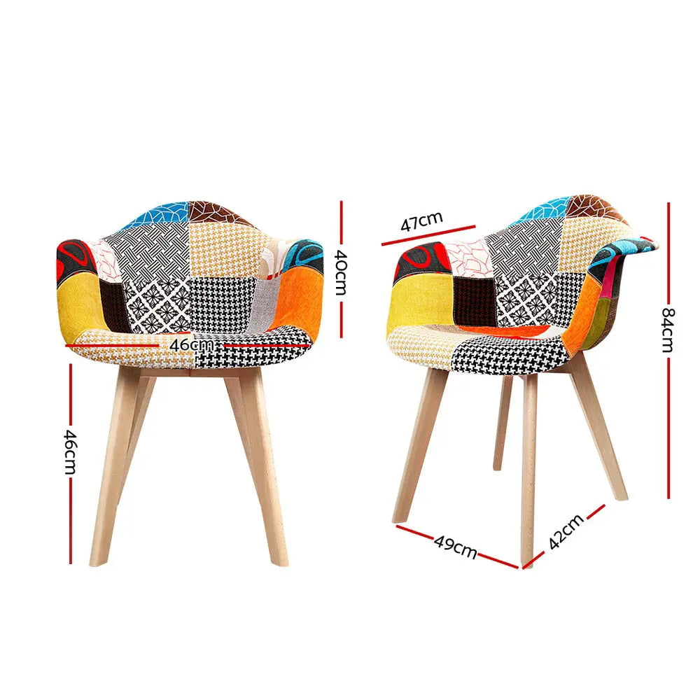 Artiss Dining Chairs Set of 2 Fabric Retro Replica DSW Chez Guru