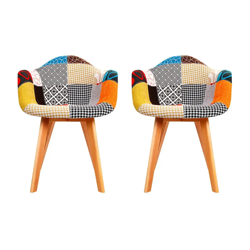 Artiss Dining Chairs Set of 2 Fabric Retro Replica DSW Chez Guru