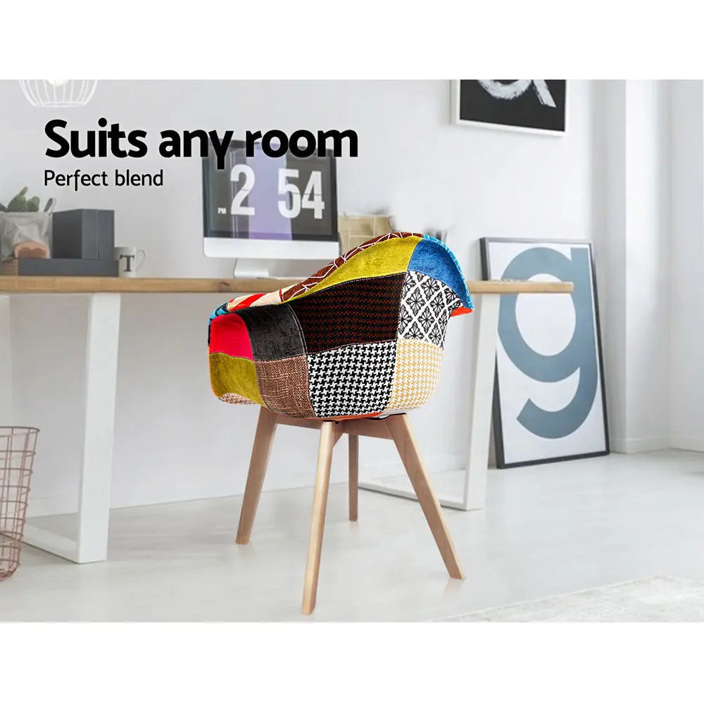Artiss Dining Chairs Set of 2 Fabric Retro Replica DSW Chez Guru