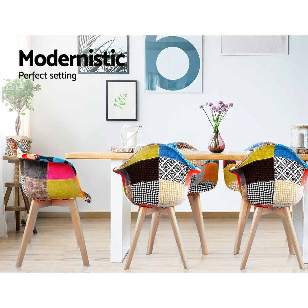 Artiss Dining Chairs Set of 2 Fabric Retro Replica DSW Chez Guru