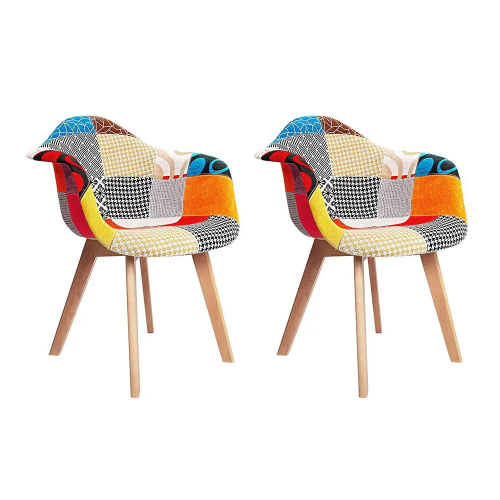 Artiss Dining Chairs Set of 2 Fabric Retro Replica DSW Chez Guru