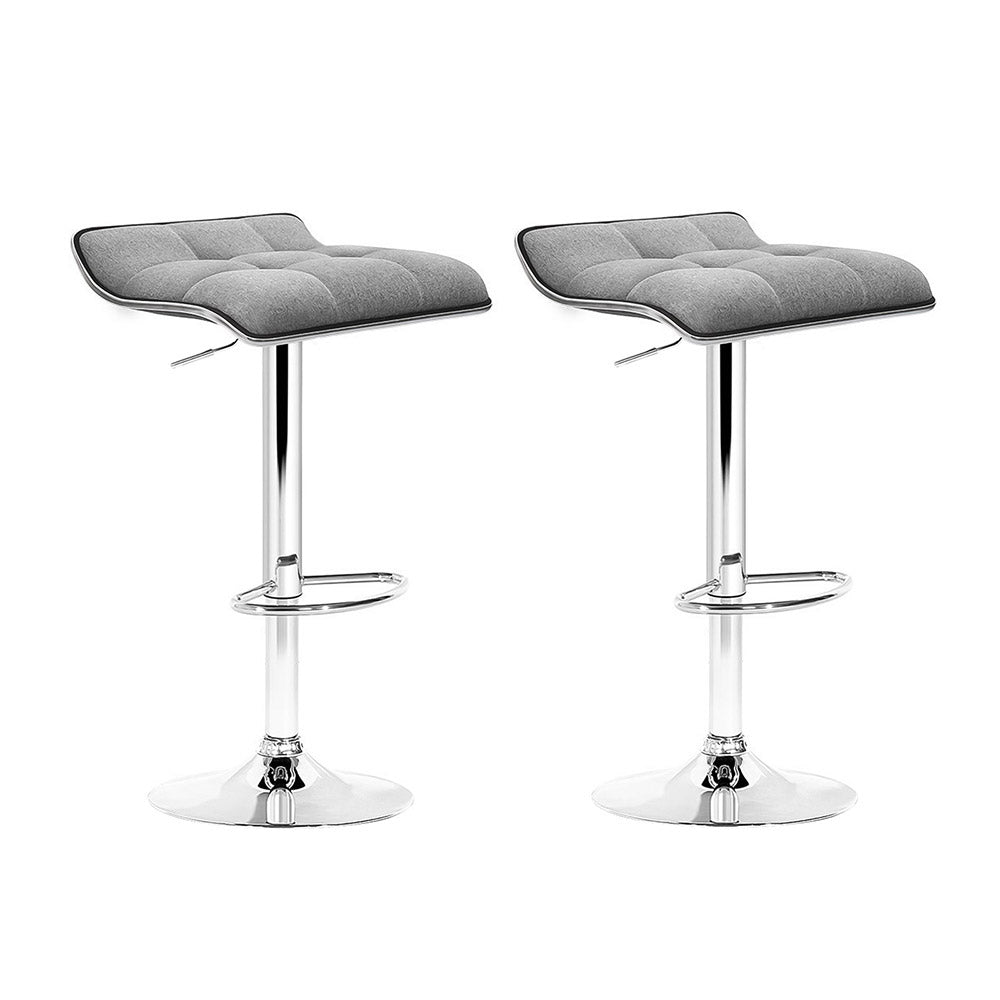 Artiss 2x Bar Stools Linen Padded Gas Lift Chez Guru