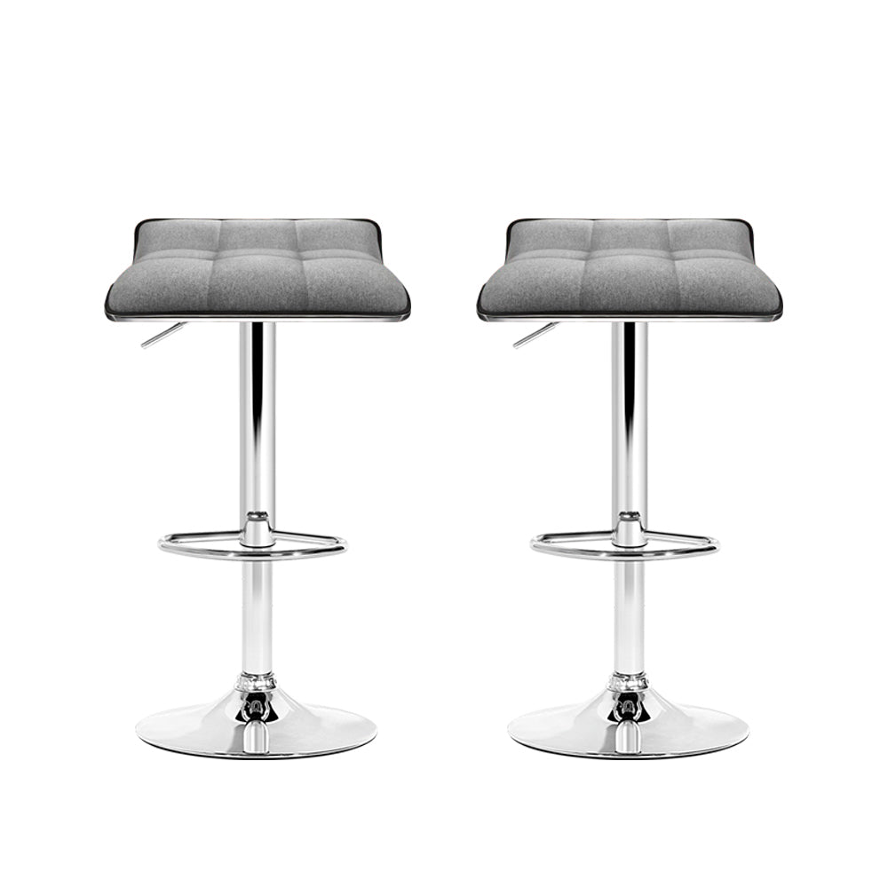 Artiss 2x Bar Stools Linen Padded Gas Lift Chez Guru