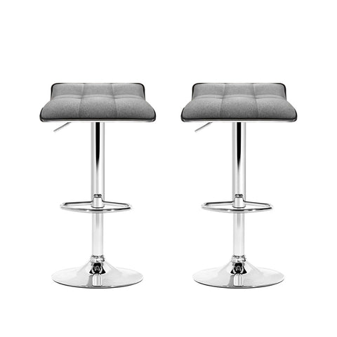Artiss 2x Bar Stools Linen Padded Gas Lift Chez Guru