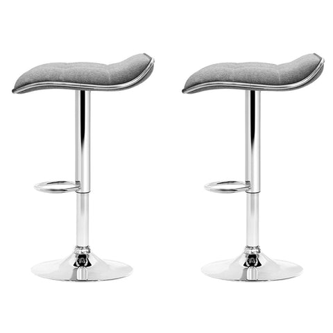 Artiss 2x Bar Stools Linen Padded Gas Lift Chez Guru