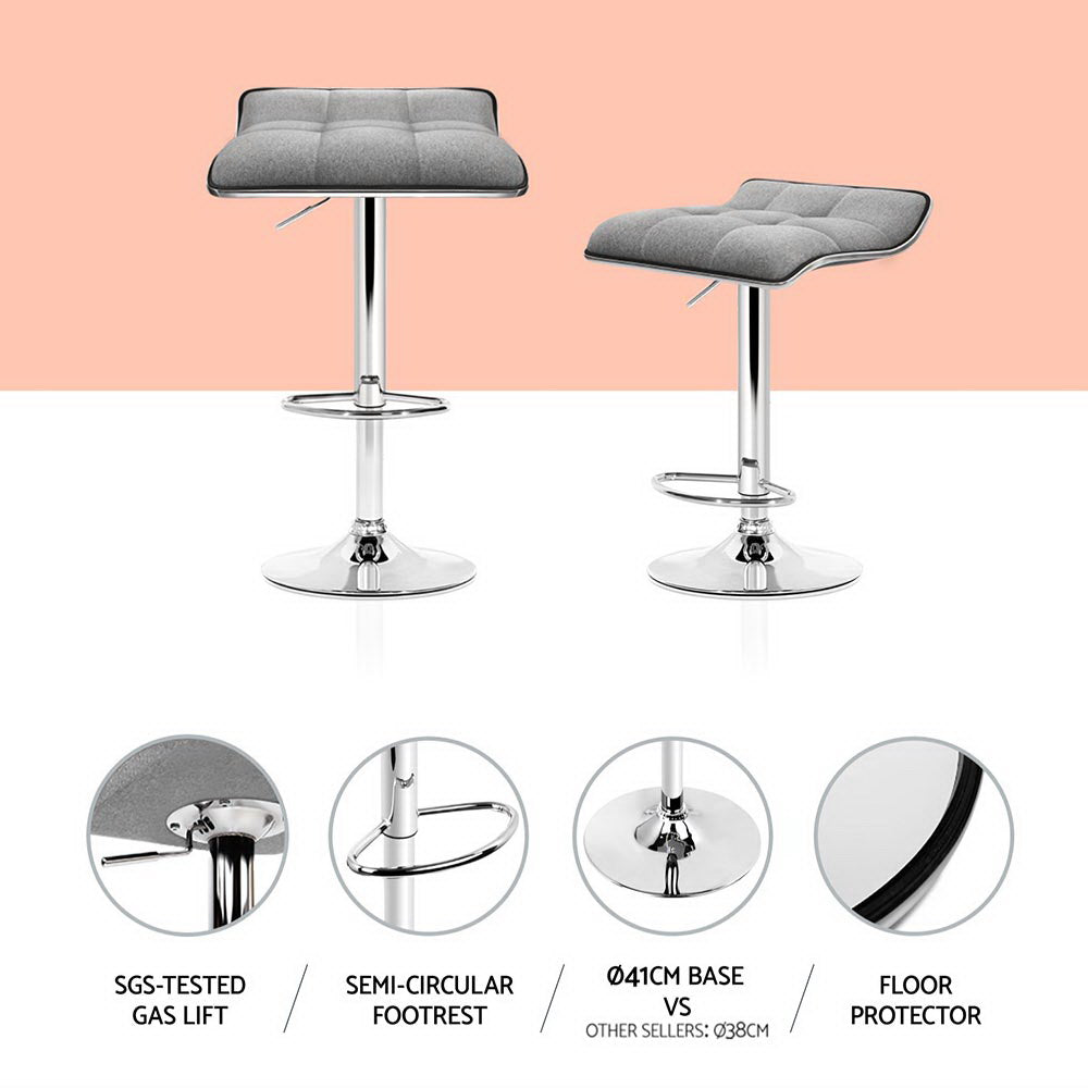 Artiss 4x Bar Stools Linen Padded Gas Lift Chez Guru