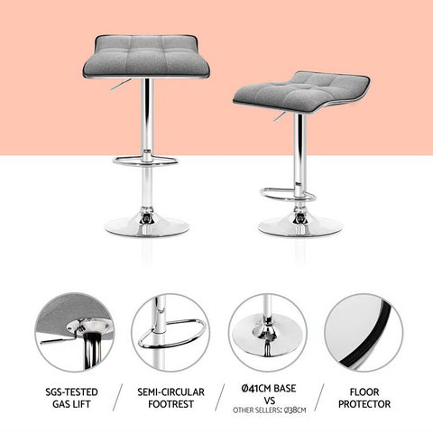 Artiss 4x Bar Stools Linen Padded Gas Lift Chez Guru