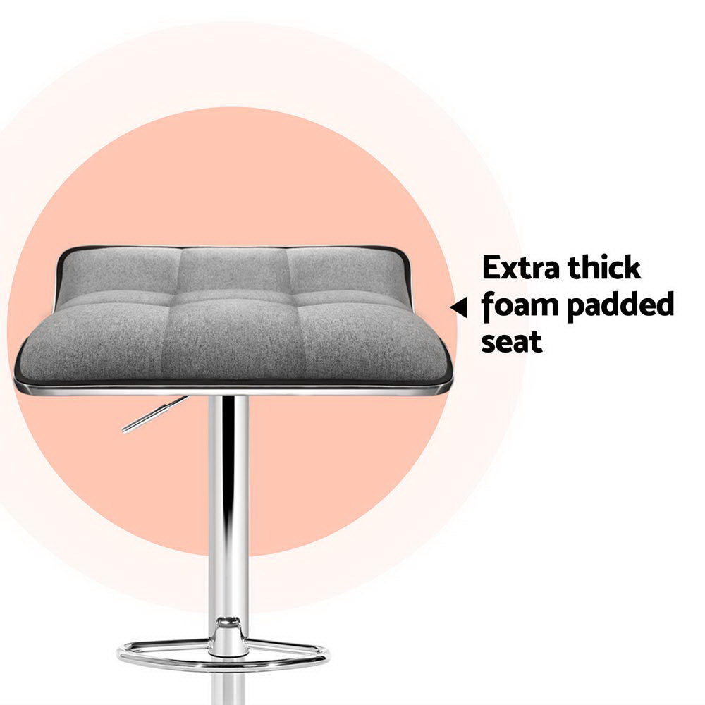 Artiss 4x Bar Stools Linen Padded Gas Lift Chez Guru