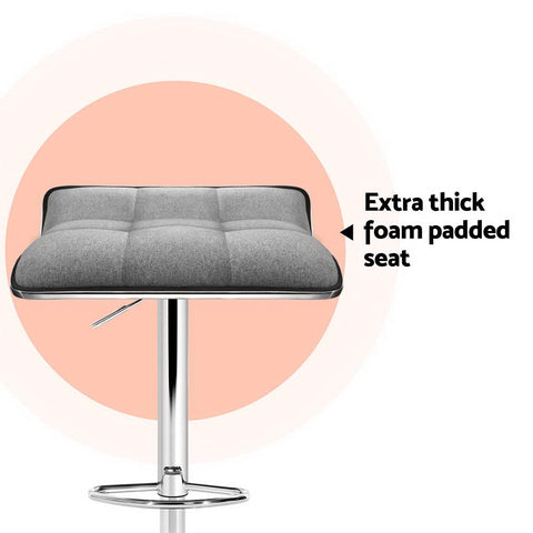 Artiss 4x Bar Stools Linen Padded Gas Lift Chez Guru