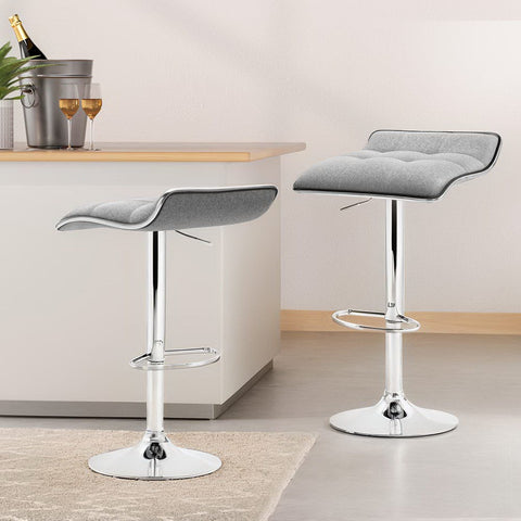 Artiss 4x Bar Stools Linen Padded Gas Lift Chez Guru