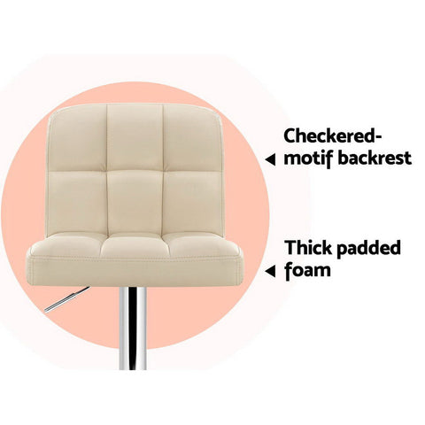 Artiss 2x Bar Stools Leather Gas Lift Beige Chez Guru