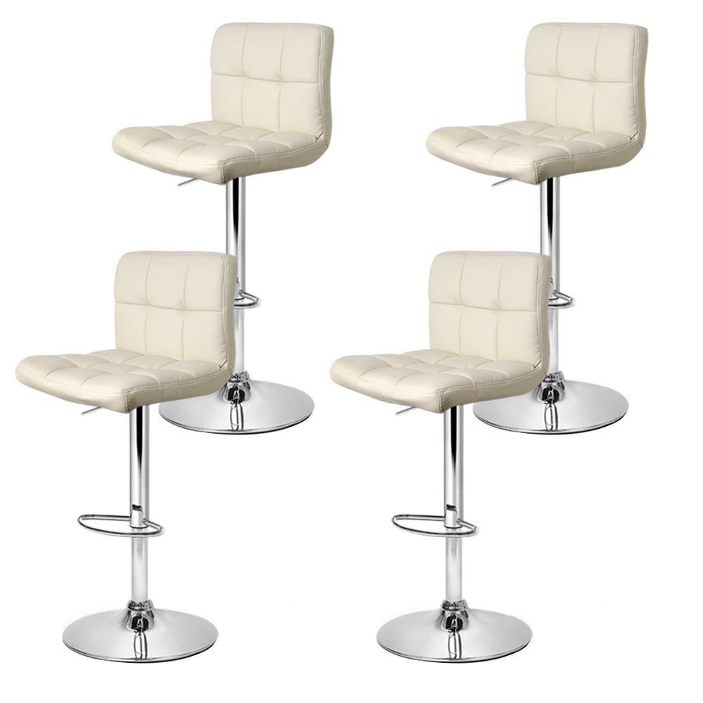 Artiss 4x Bar Stools Leather Gas Lift Beige Chez Guru