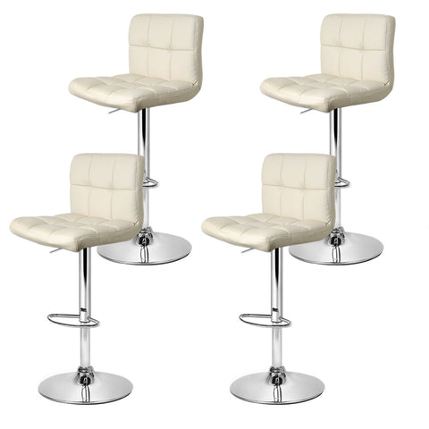 Artiss 4x Bar Stools Leather Gas Lift Beige Chez Guru