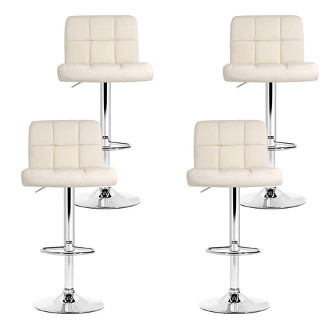 Artiss 4x Bar Stools Leather Gas Lift Beige Chez Guru