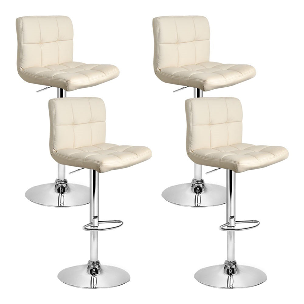 Artiss 4x Bar Stools Leather Gas Lift Beige Chez Guru