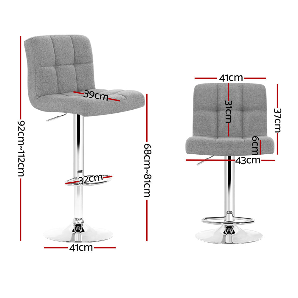 Artiss 4x Bar Stools Leather Gas Lift Grey Chez Guru
