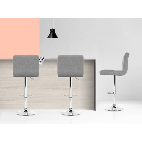 Artiss 4x Bar Stools Leather Gas Lift Grey Chez Guru