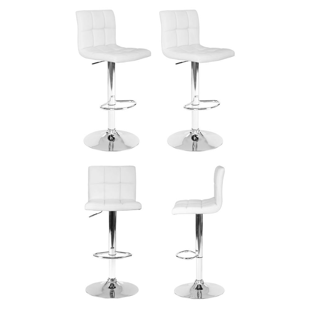 Artiss 4x Bar Stools Leather Gas Lift White Chez Guru
