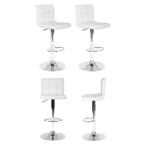 Artiss 4x Bar Stools Leather Gas Lift White Chez Guru