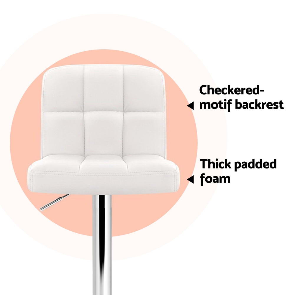 Artiss 4x Bar Stools Leather Gas Lift White Chez Guru