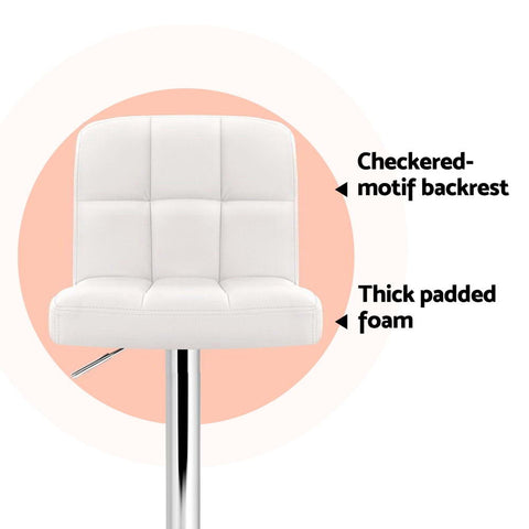 Artiss 4x Bar Stools Leather Gas Lift White Chez Guru