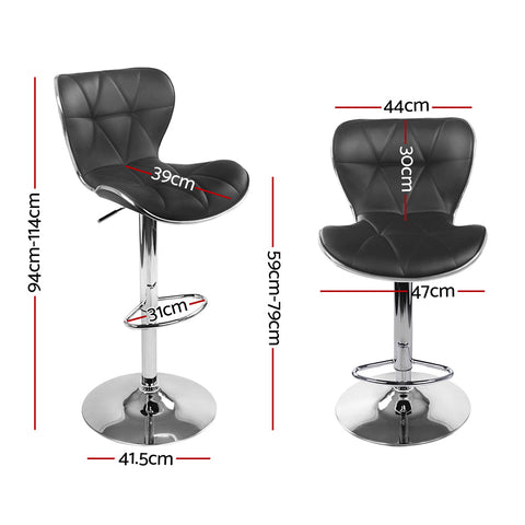 Artiss 4x Bar Stools Gas Lift Leather Seat Black Chez Guru
