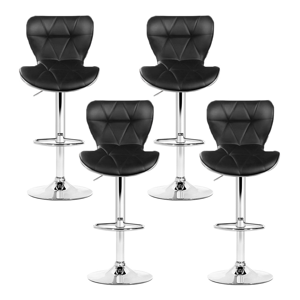 Artiss 4x Bar Stools Gas Lift Leather Seat Black Chez Guru