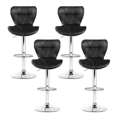 Artiss 4x Bar Stools Gas Lift Leather Seat Black Chez Guru