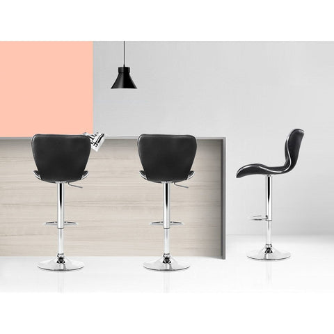 Artiss 4x Bar Stools Gas Lift Leather Seat Black Chez Guru