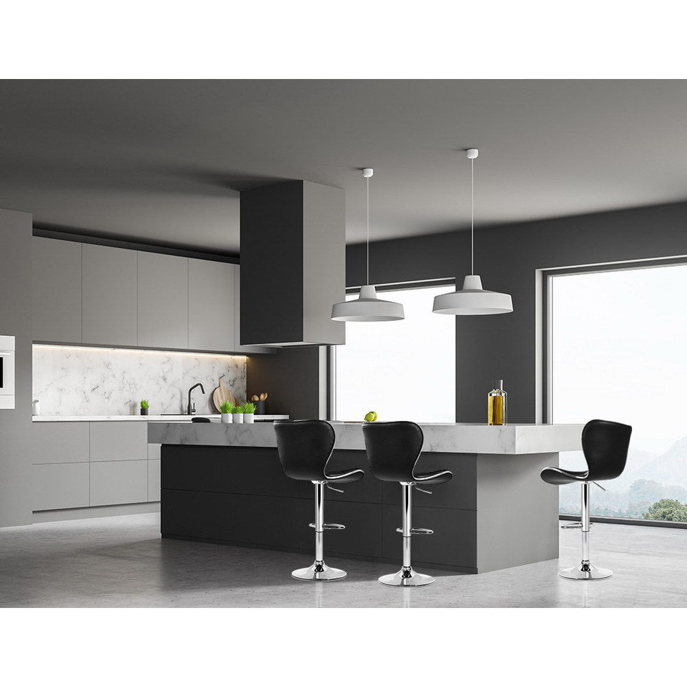 Artiss 4x Bar Stools Gas Lift Leather Seat Black Chez Guru