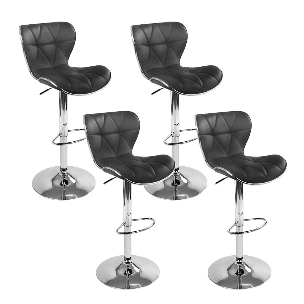 Artiss 4x Bar Stools Gas Lift Leather Seat Black Chez Guru