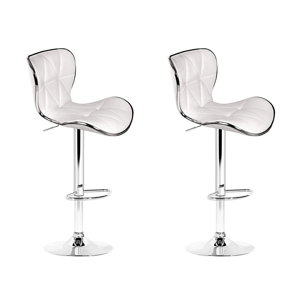 Artiss 2x Bar Stools Gas Lift Leather Seat White Chez Guru