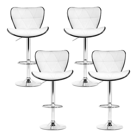 Artiss 4x Bar Stools Gas Lift Leather Seat White Chez Guru