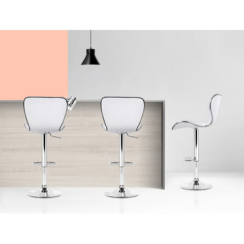 Artiss 4x Bar Stools Gas Lift Leather Seat White Chez Guru